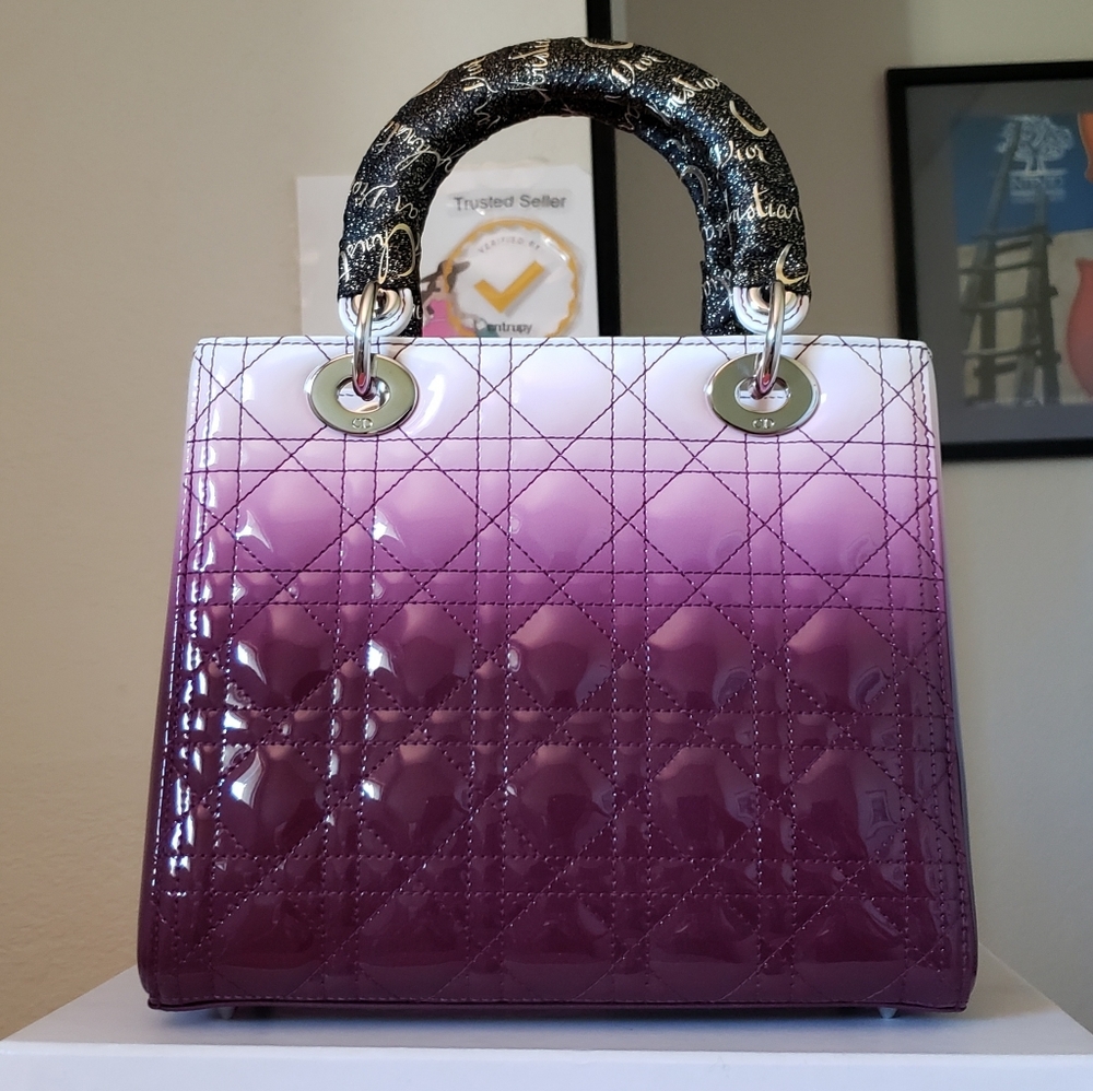 Lady Dior gradient purple white patent medium bag - Picture 11 of 13
